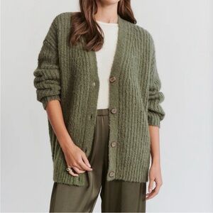 Jenni Kayne Olive Cocoon Button Cardigan - M